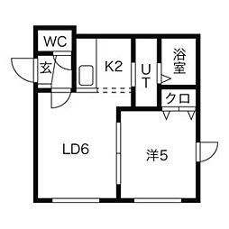 ブランノワール湖水 207 2階1DKの間取り