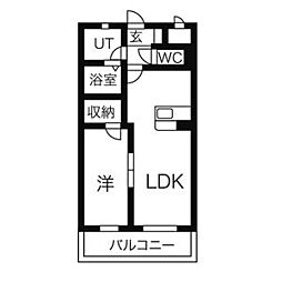 プレステージ千種 1階1LDKの間取り