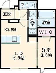 ラシーネ新大宮　アクシス 1階1LDKの間取り