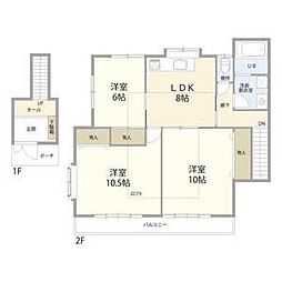 リジング 2階3LDKの間取り