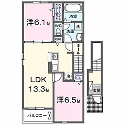 （仮）芝町アパートＡ 2階2LDKの間取り