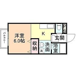 サンライトイン高岡6 3階1Kの間取り