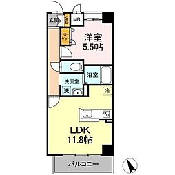 ベルファミーユ高根台II 2階1LDKの間取り