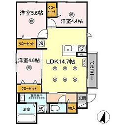 カーサ平良 1階3LDKの間取り