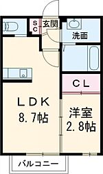 メゾン・フルール 1階1LDKの間取り