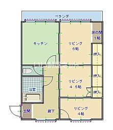 労住協第一ビル 3階3DKの間取り