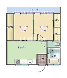 労住協第一ビル 6階2DKの間取り
