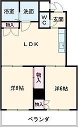 豊川支店マンション 2LDKの間取図画像