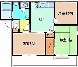 JR両毛線 国定駅 徒歩24分の賃貸アパート 1階3DKの間取り