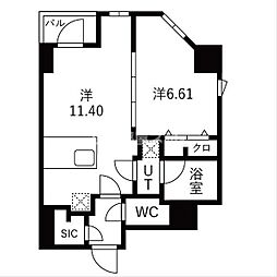 ＴＲＡＤＩＳ森下 2階1LDKの間取り