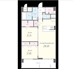 エクセルハイム東灘 4階2LDKの間取り