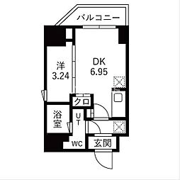 ＴＲＡＤＩＳ森下 4階1DKの間取り