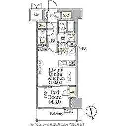 ザ・パークハビオ神楽坂レジデンスSouth 6階1LDKの間取り