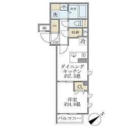 コンポジット早稲田鶴巻町 3階1DKの間取り