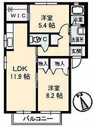 ダンデライオン　Ｅ棟 1階2LDKの間取り