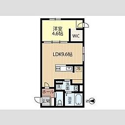 JeekBlau美園 2階1LDKの間取り