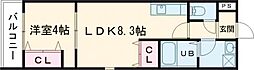 セジュール堺東 1階1LDKの間取り