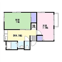 ＩＮＤＡ　ＢＡＳＥ　1 2階2DKの間取り