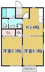 ラフォーレＴ・Ｋ 1階2Kの間取り