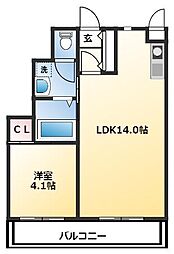おこう仁ハイツ　B棟 1階1LDKの間取り