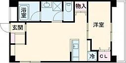 バーディーII藤塚 2階1LDKの間取り