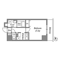 クオリタス江東佐賀 2階1Kの間取り
