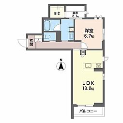 JR東北本線 郡山駅 徒歩18分の賃貸マンション 2階1SLDKの間取り
