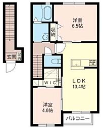 JR両毛線 新前橋駅 徒歩31分の賃貸アパート 2階2LDKの間取り