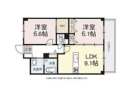 シャトル牛田本町 2階2LDKの間取り