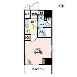 プレール・ドゥーク森下2 1Kの間取図画像