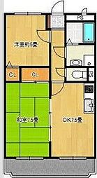 東武伊勢崎線 細谷駅 徒歩20分の賃貸マンション 3階2DKの間取り