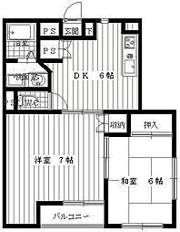 アネックス東所沢 1階2DKの間取り