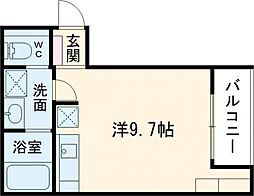 リユニオン三条 2階ワンルームの間取り