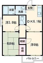 ベルテック須屋I 2階3DKの間取り