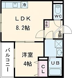 D porta iris 2階1LDKの間取り