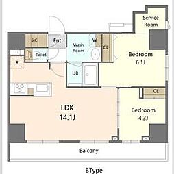 Alivis東京尾久 6階2SLDKの間取り