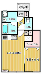 グランデアン 1階1LDKの間取り