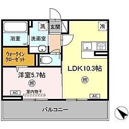 TSコート広崎 305 3階1LDKの間取り