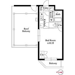 グランパセオ代々木上原II 3階1Kの間取り
