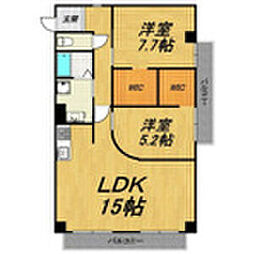 フジハイツ 4階2LDKの間取り