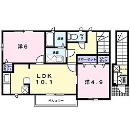 ピュアメゾン 2LDKの間取図画像