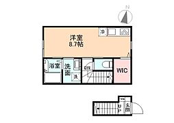 ＥｄｇｅＭｏｍｅｎｔ長江 208 2階ワンルームの間取り