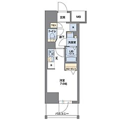 ?etrosa谷町六丁目SOUTH ワンルームの間取図画像