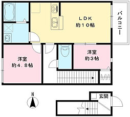 Ｇｌｏｒｉｏｓａ 203 2階2LDKの間取り