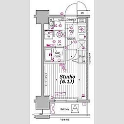 ガーラ・プレシャス川崎 2階1Kの間取り