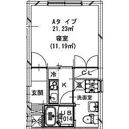 TRIBECA三軒茶屋 4階1Kの間取り