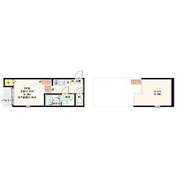 ハーモニーテラス八本松 2階1Kの間取り