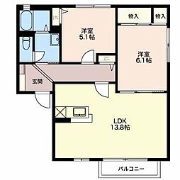 シャーメゾン枇杷 Ｂ 1階2LDKの間取り