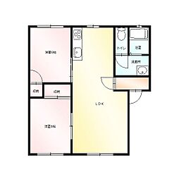 東武桐生線 治良門橋駅 徒歩35分の賃貸アパート 2階2LDKの間取り