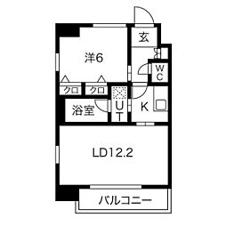 S-RESIDENCE淀屋橋 13階1LDKの間取り